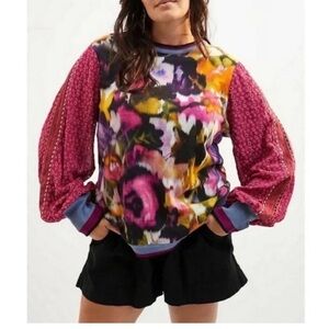 Anthropologie Bl-nk London Contrast Eyelet Pullover Size XS